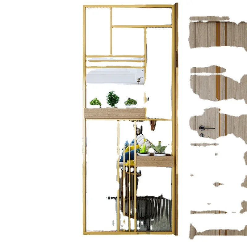 

Glass screen partition office home living room, entrance stainless steel wrought iron