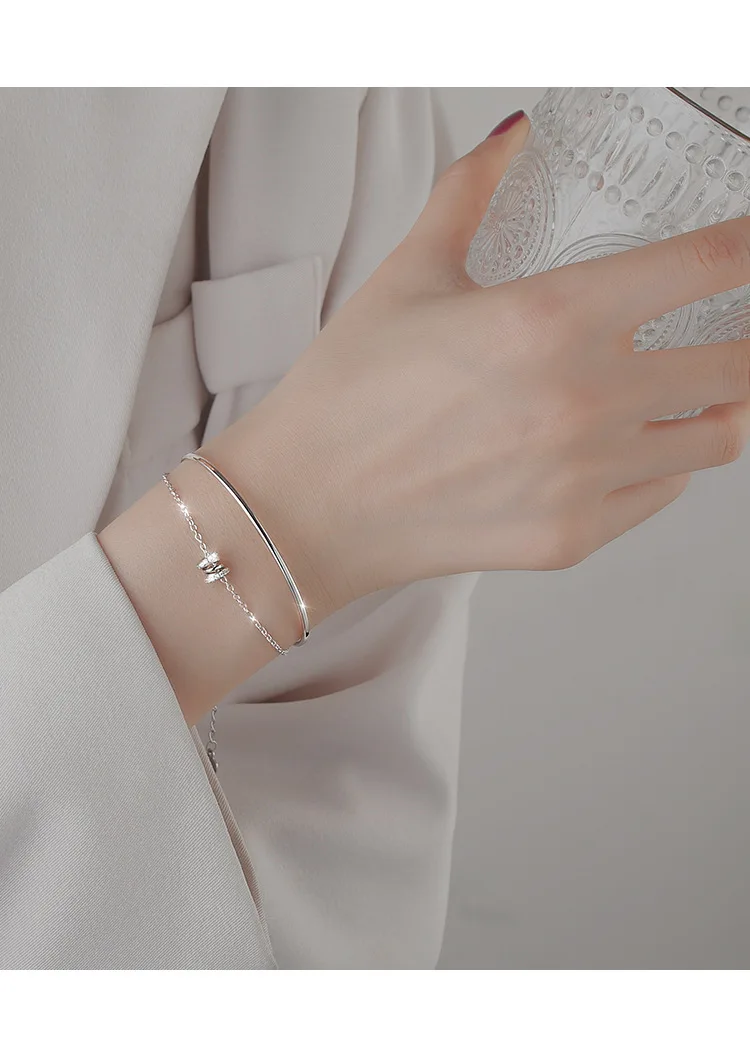 925 Sterling Silber Doppel-Liebesherz Hohle Runde Perlen Armband Damen Mode Romantischer Schmuck Klassisch Verstellbar – Detail 20