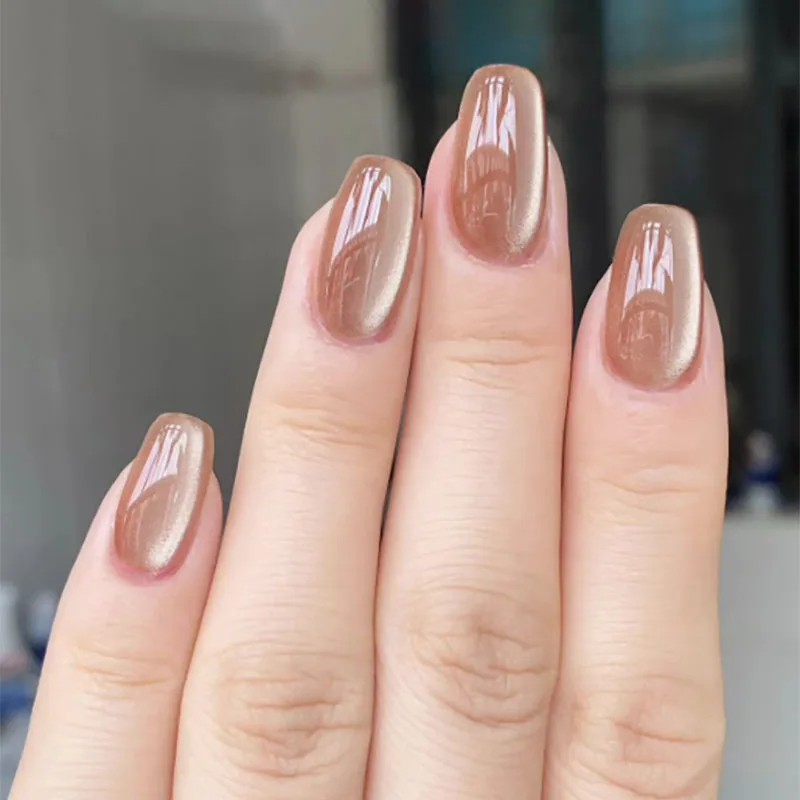 30 pçs curto quadrado prego unhas falsas cor pura olho de gato glitter design fogos de artifício padrão imprensa no prego cobertura completa destacável