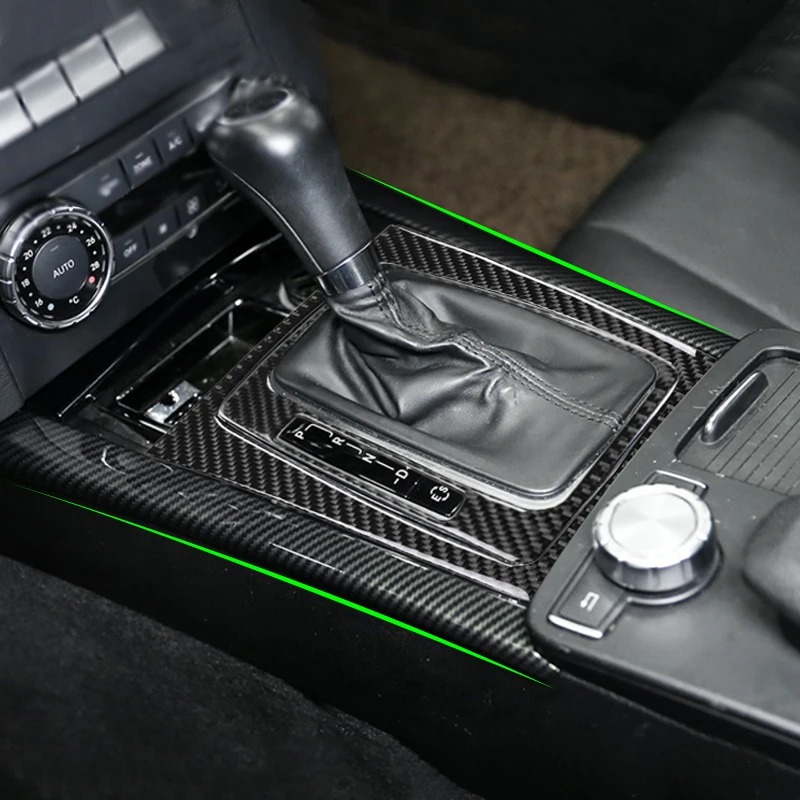 

For Mercedes Benz C GLK Class W204 X204 Car Carbon Fiber Texture Interior Central Console Gear Shift Panel Frame Cover Trim