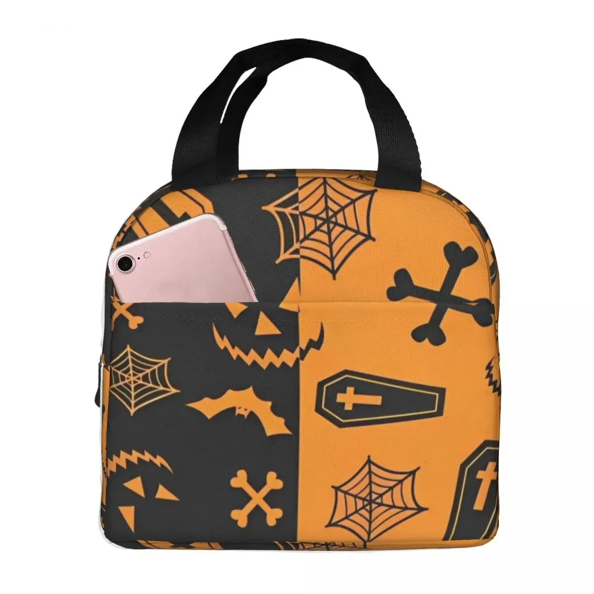 Halloween Pumpkins Ghosts Insulated Lunch Bag Cooler Bag Lunch Container Trick or Treat Kawaii Tote Lunch Box Girl Boy  Travel