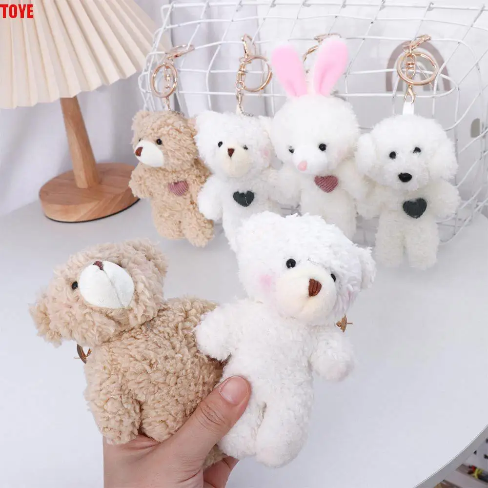 DIY Trinket Plush Pendant Stuffed Animal Toys Plush Rabbit Keychain Dog Plush Keyring Backpack Pendant Bear Plush Keychain