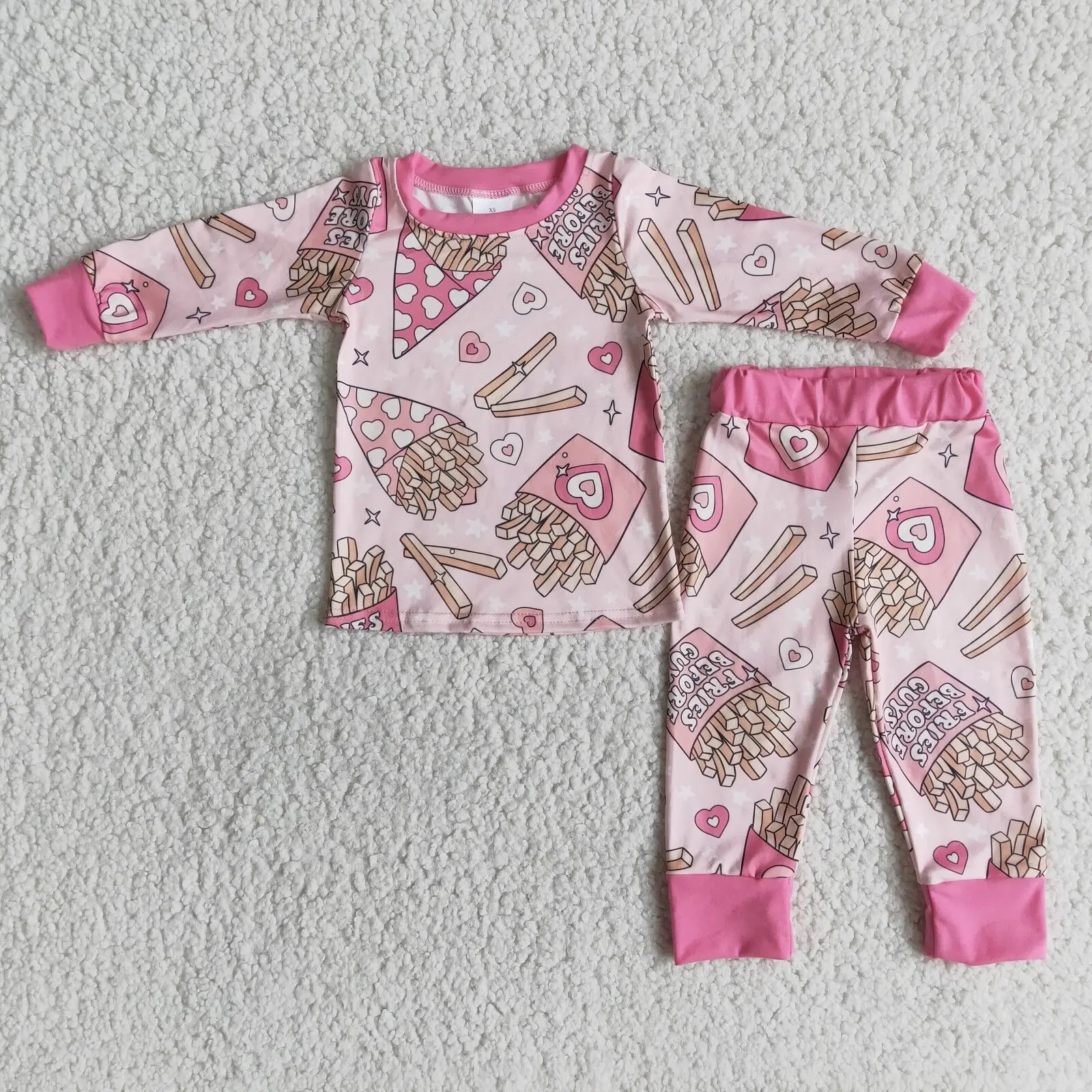 Milk silk fancy wholesale supplier children's sleep clothes sets baby kids 2pcs night clothing girls pink pajamas