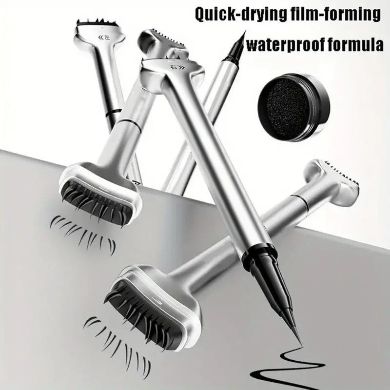 下まつげスタンプ、2-in-1 防水防汗アイライナー、個別の液体アイライナー付き、再利用可能なまつげスタンプセットメイクアップ