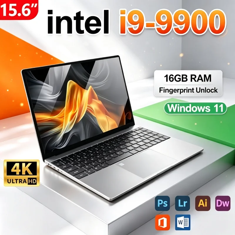 Intel Core i9 9900 15.6 Inch Ultra Slim Laptop 8C 16T 5GHz 32GB DDR4 512GB 1TB 2TB SSD Gaming Notebook 1920x1080 Office Max