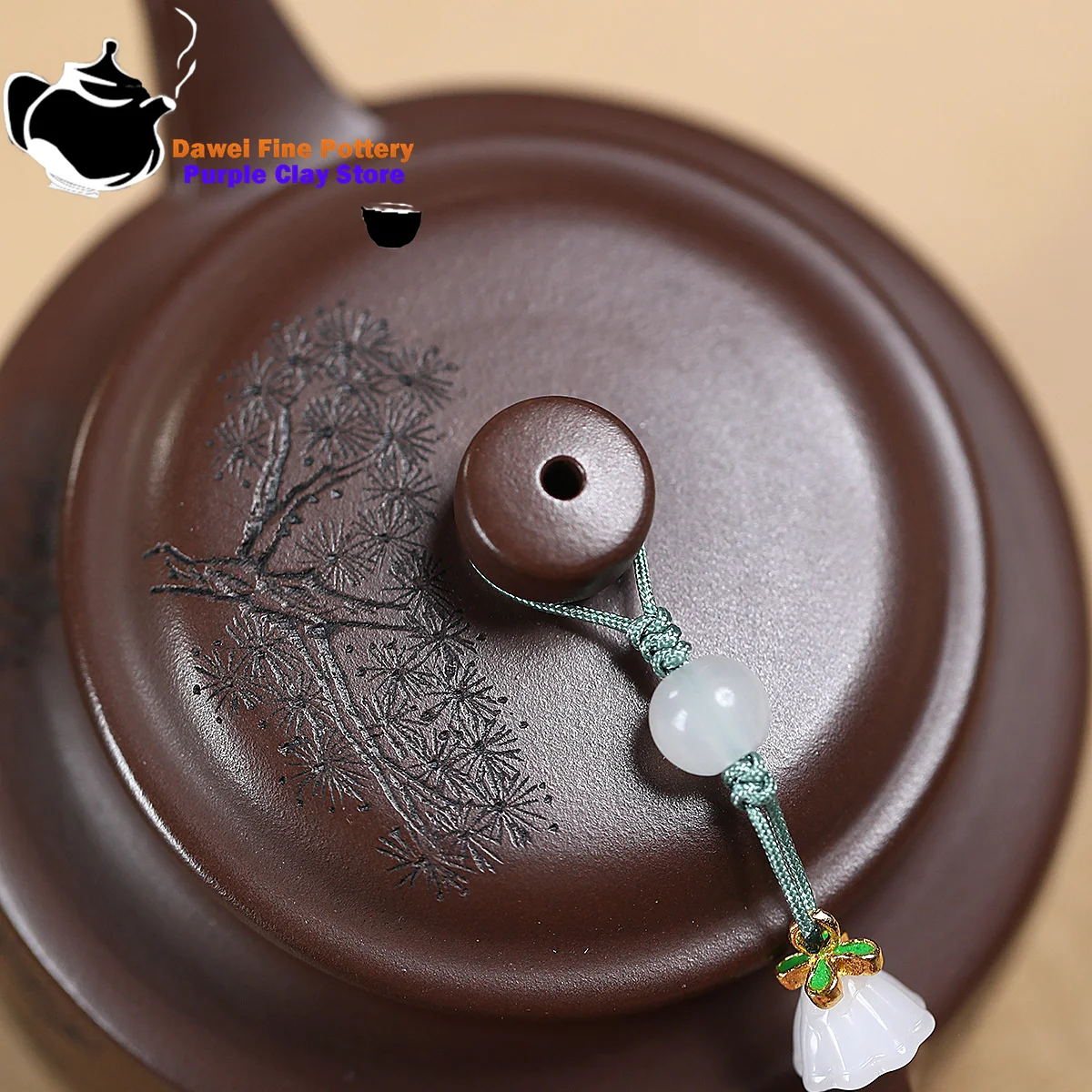 Yixing Purple Clay Teapot Dezhong Original Mine Purple Mud Handmade Engraved Tree Painting Teapot Kung Fu Teapot 160ml