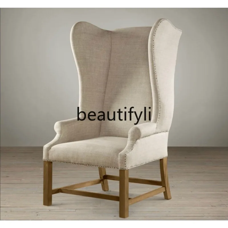 

Italian Light Luxury French Country Retro Solid Wood Dining Chair Villa American Simple Office Chair