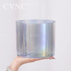 CVNC 7 Inch Boundless Celestia Cosmic Clear Alchemy Colored Quartz Crystal Singing Bowl 440/432HZ  for Sound Healing with Mallet