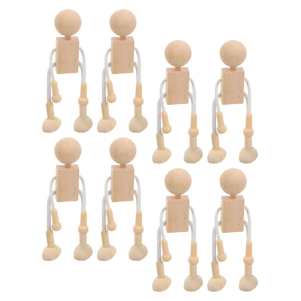 Ensemble de 8 pièces de chevilles en bois non peintes pour enfants, activités artisanales, maison de poupée miniature, jouets de bricolage, fournitures d'art éducatives