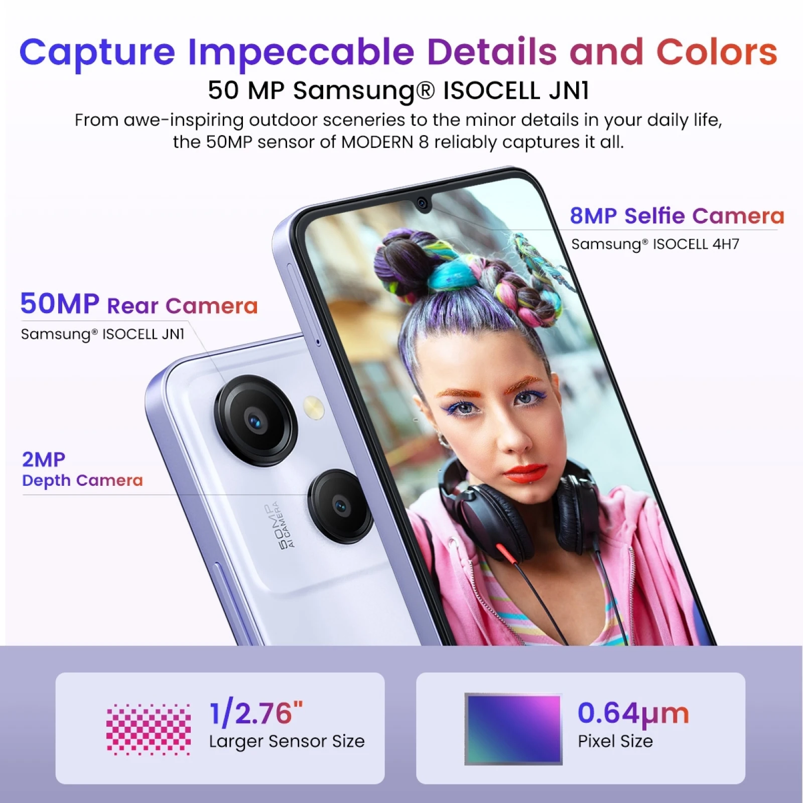 Blackview OSCAL MODERN 8 Smartphone 8GB+256GB 50MP Camera 6.75inch 90Hz Octa Core 6000mAh Battery 18W Fast Charging 4G Cellphone