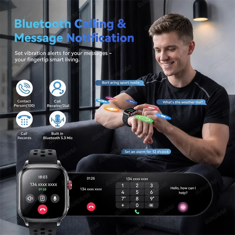2026New Smart Watch Fitness Clock Men 2.01