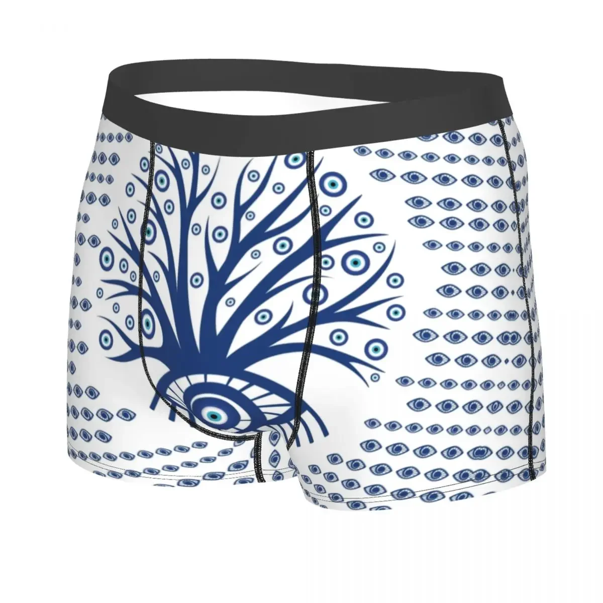 Sexy Male Greek Evil Eye Mati Mataki Matiasma Underwear Mystic Tree of Life Boxer Briefs Breathable Shorts Panties Underpants