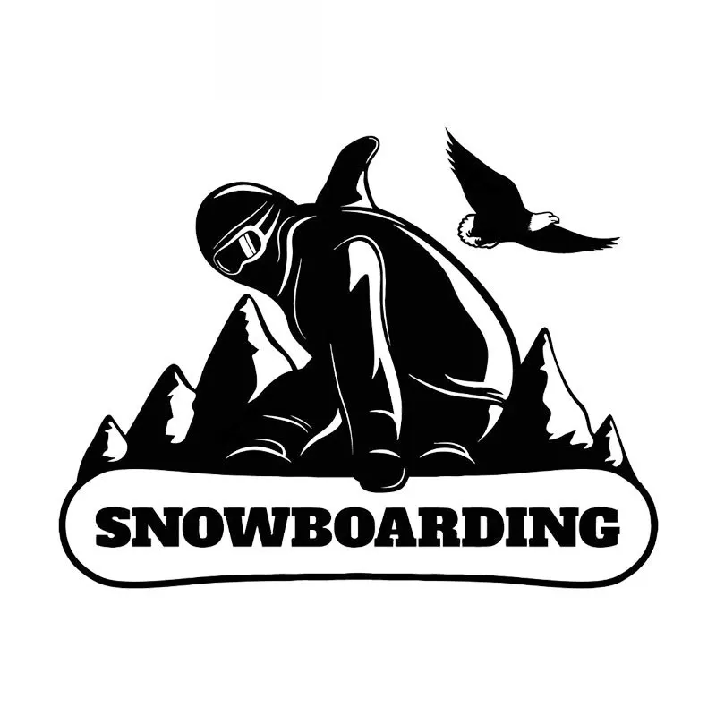 Car Sticker Snowboard Mountain Extreme Sports PVC Car Shape Car Sticker Creative Waterproof Sunscreen Black/white,17cm*13cm