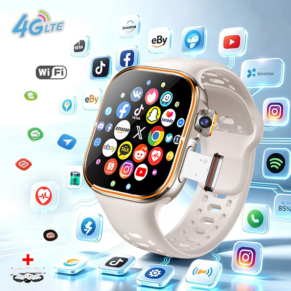 4G Network Smart Watch GPS WIFI 410*502 AMOLED 2.06 Screen 1000mah Battery HD Camera Video Call Google APPS Download Smartwatch