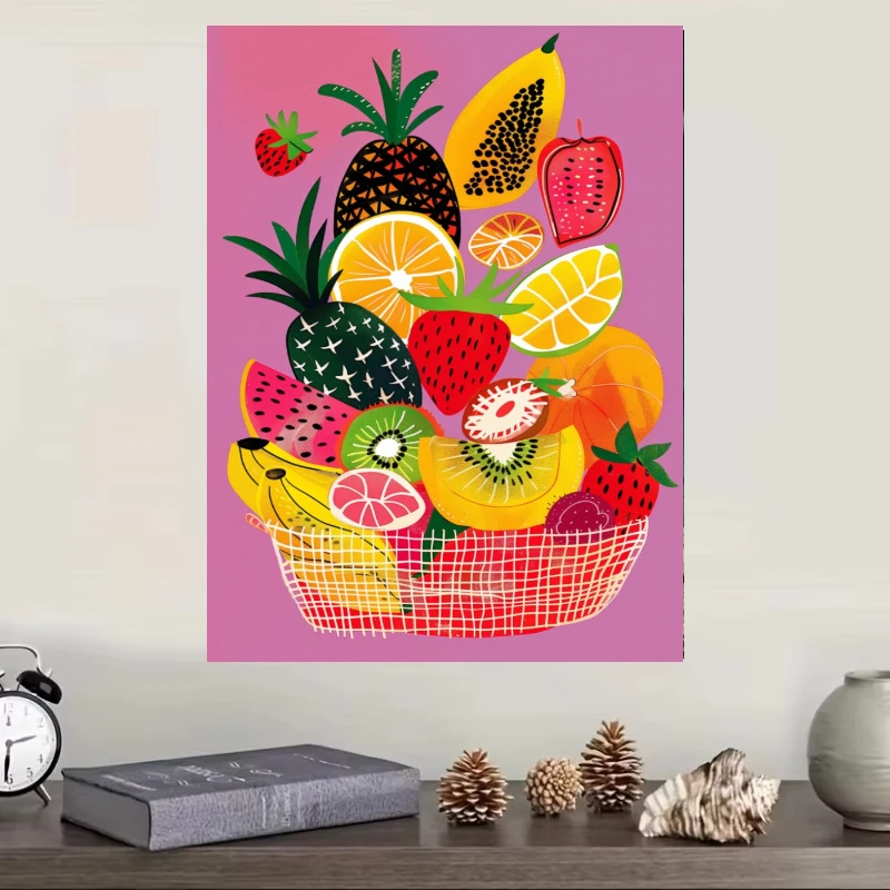 Oil Painting Colorful Fruit Basket Still Life By Numbers Modern Wall Decor for Living Room Bedroom Gift Unframed