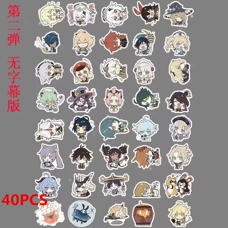 40 PCS Anime Genshin Impact Scaramouche Tighnari Cute Stickers Game Figure Label Sticker Phone Laptop Guitar Luggage Decoration