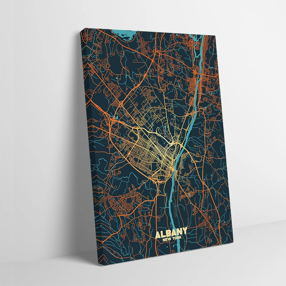 Póster impreso de mapa de la ciudad de Albany New York, imágenes personalizables, cuadro sobre lienzo para pared, decoración para sala de estar