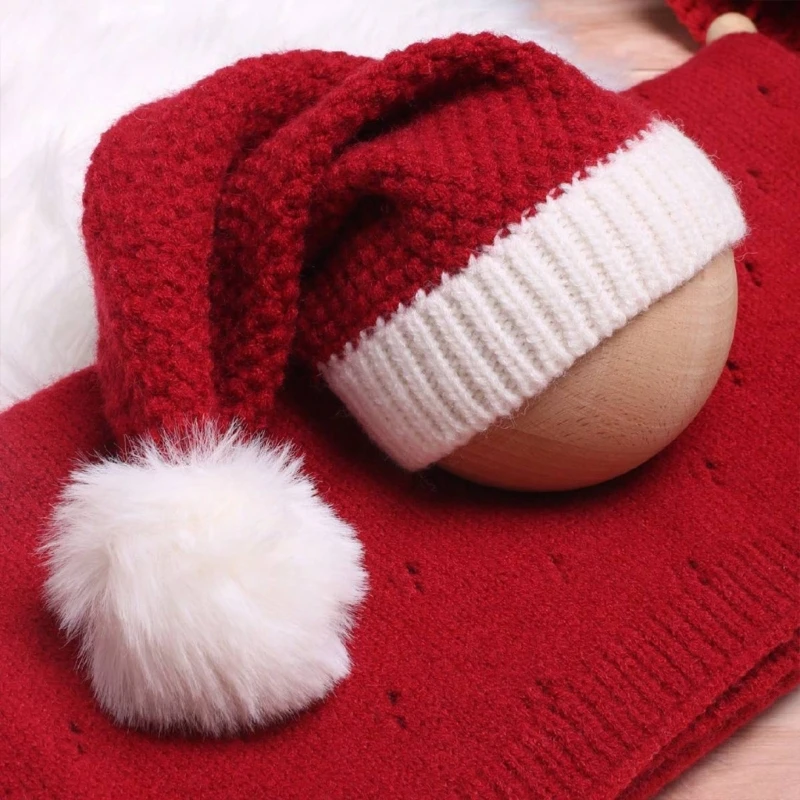 Conjunto gorro Papá Noel y envoltura para bebé, atrezos para fotografía bebés, traje navideño para recién nacido, 40JC