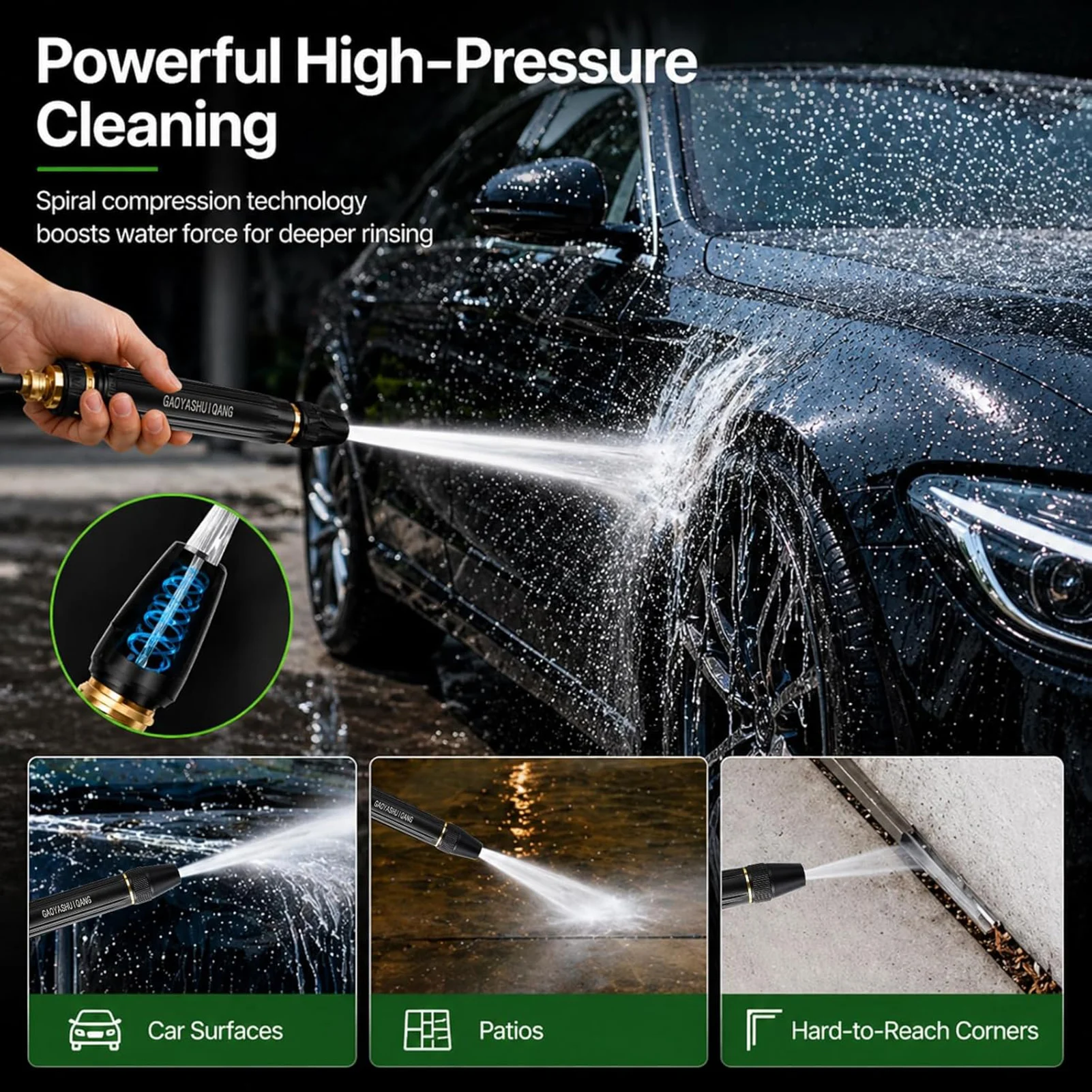 High-Pressure Car Wash Nozzle ABS Plastic Hose For Home Garden Use