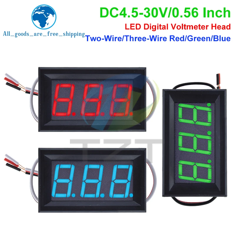 0.56 Inch Mini Red Green Blue LED Display Panel Voltage Meter Voltmeter Home Use Voltage 3 Three Digital DC 4.5V 30V 2 / 3 Wires