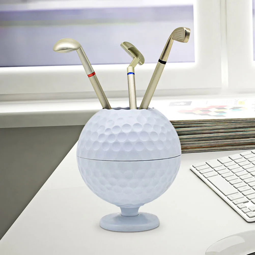 

Golf Pen Holder Golfing Club Shaped Desk Organizer Plastic Metal Structure Practical Table Decor Stationery Storage Gifts For