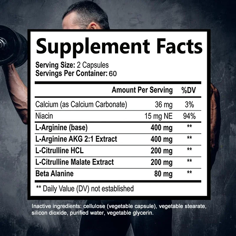 Nitric Oxide Supplement - Premium Nitrogen Booster To Support Muscle, Strength and Energy for Enhanced Training