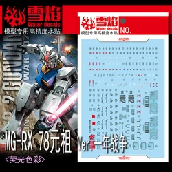 Model Decals Water Slide Decals Tool For 1/100 MG RX-78-2 (Ver.One Year War) Fluorescent Sticker Models Toys Accessories