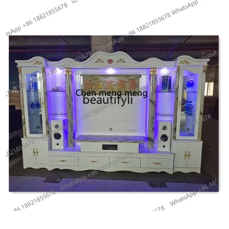 

D178 Modern simple overall combination with audio wine cabinet Chinese style marble living room TV cabinet