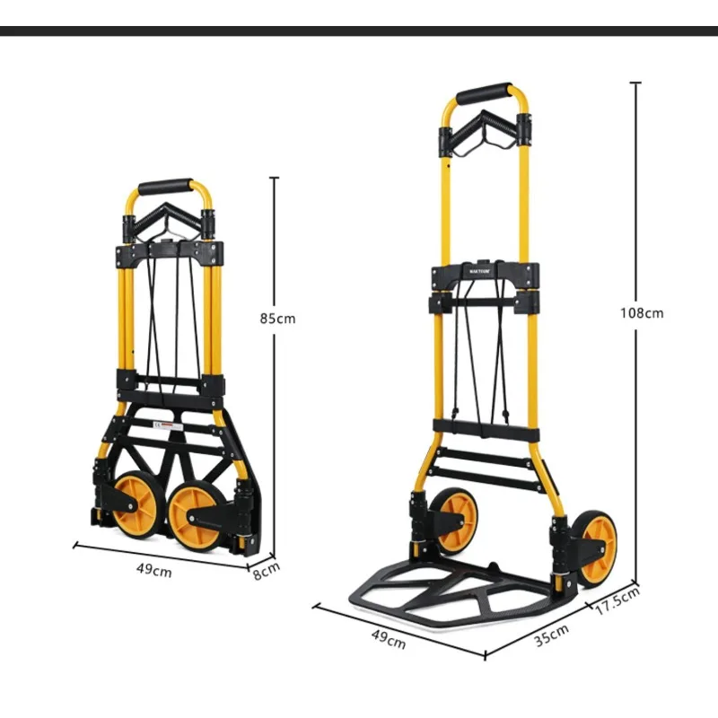 รถเข็นพับได้แบบพกพาแบบดึงมือ รถเข็นบรรทุกสัมภาระหนัก รถเข็นช็อปปิ้งที่บ้าน