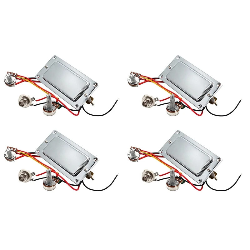 

4X Electric Guitar Prewired Double Coil Humbucker Guitar Pickup Harness Kit With 500K Potentiometer Volume Tone Pots