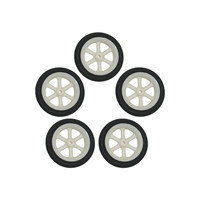 XFlight 10PCS Super Light Foam Wheels for RC Airplane, 6-Spoke Sponge Tires White Dia 30-50mm, RC Drone Landing Gear Accessories