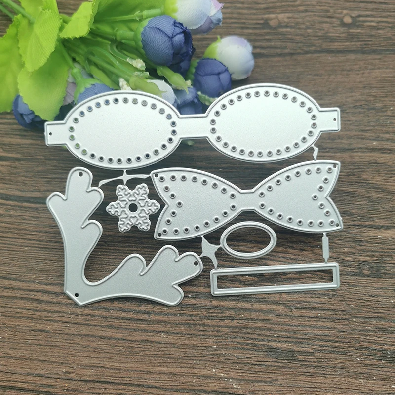 Kokardka bożonarodzeniowa koronki karty metalu wykrojniki szablony dla DIY Scrapbooking dekoracyjne wytłaczanie rzemieślnicze szablon sztancowanie