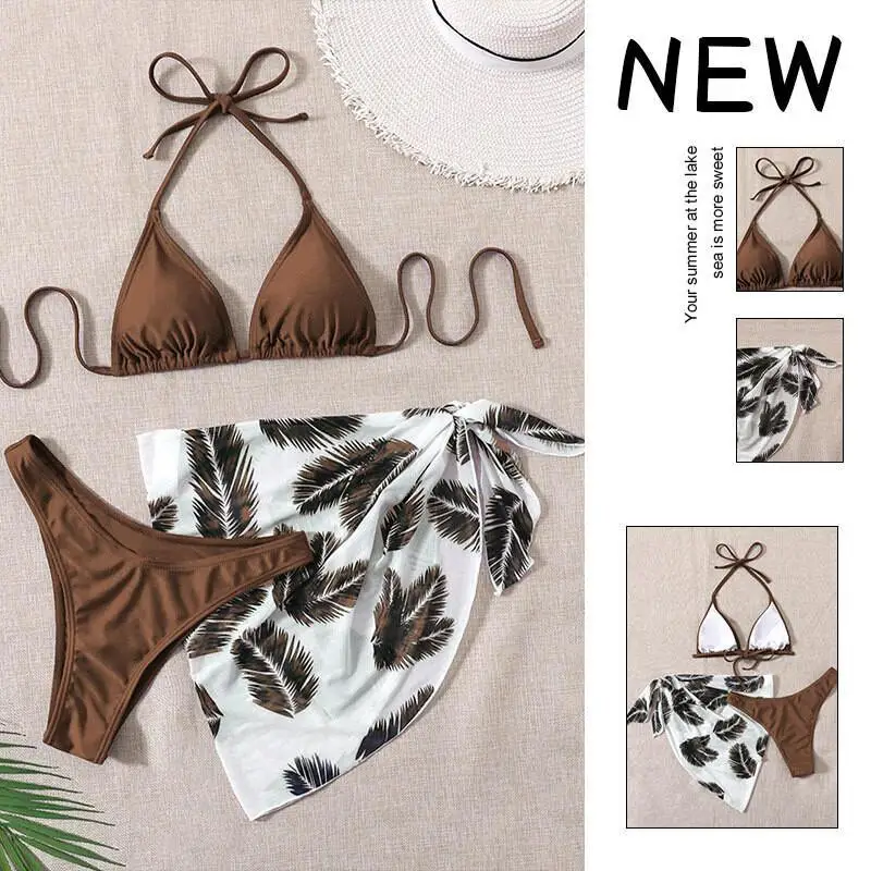 

Сексуальное модное женское белье: комплект из 3 предметов (треугольные трусики, сетчатая юбка-халтер) для пляжа, новинка 2026 года в европейско-американском стиле