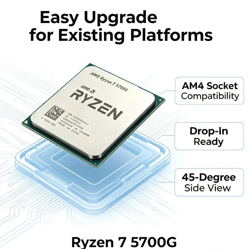 AMD Ryzen 7 5700G R7 5700G AM4 Processor Built-In Vega Graphics 8C16T 4.6GHz 16MB L3 Cache For Home Office PC