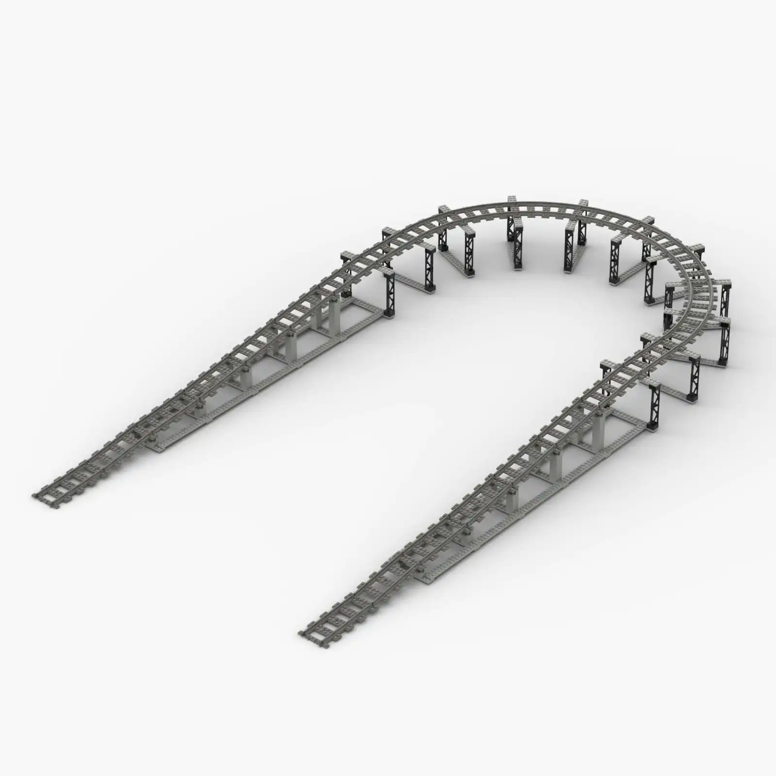 

MOC Train Railway Track Bridge Building Model Bricks Blocks Scene NEW City Railroad Tech Parts DIY Track Slope Toys for Children