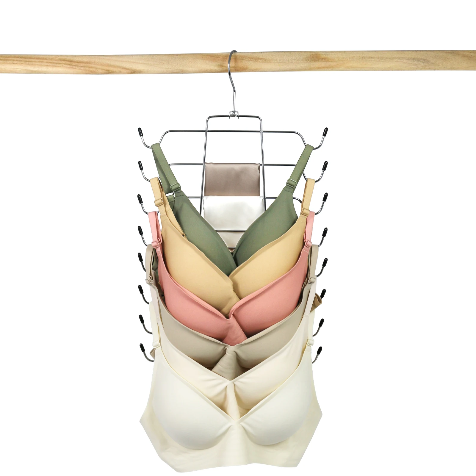 8 layer Tank Tops Hanger Bra Hangers Space Saving Hanger Metal Folding Closet Organizer for Tank Tops Bras Bathing Suits Belts