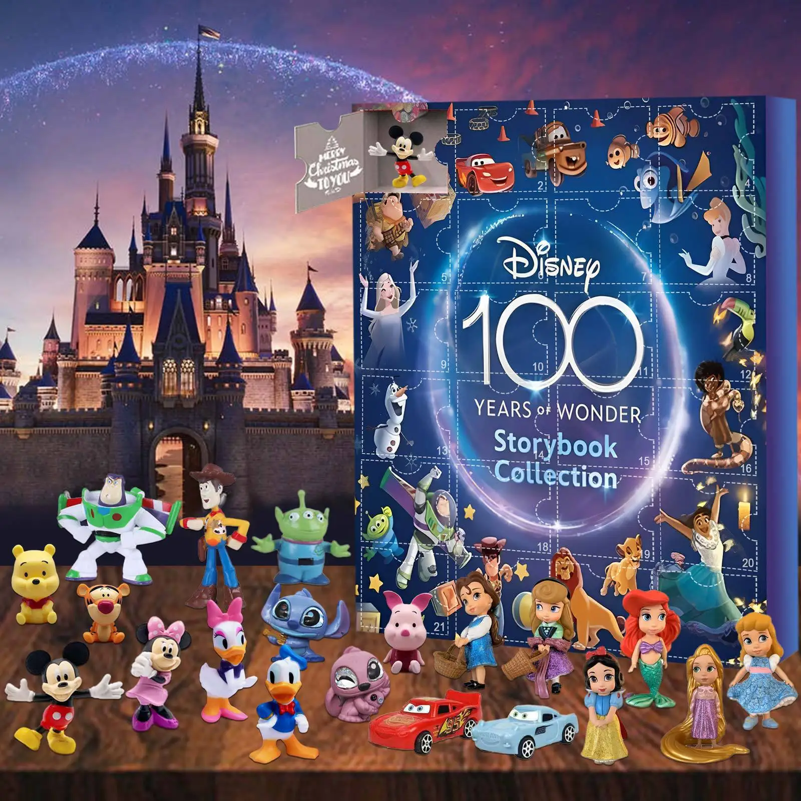 2024 Stitch Navidad Calendario de Adviento Juguetes Mickey Minnie Juguetes figura de Adviento Juguetes para niños regalos de Navidad dar a los niños