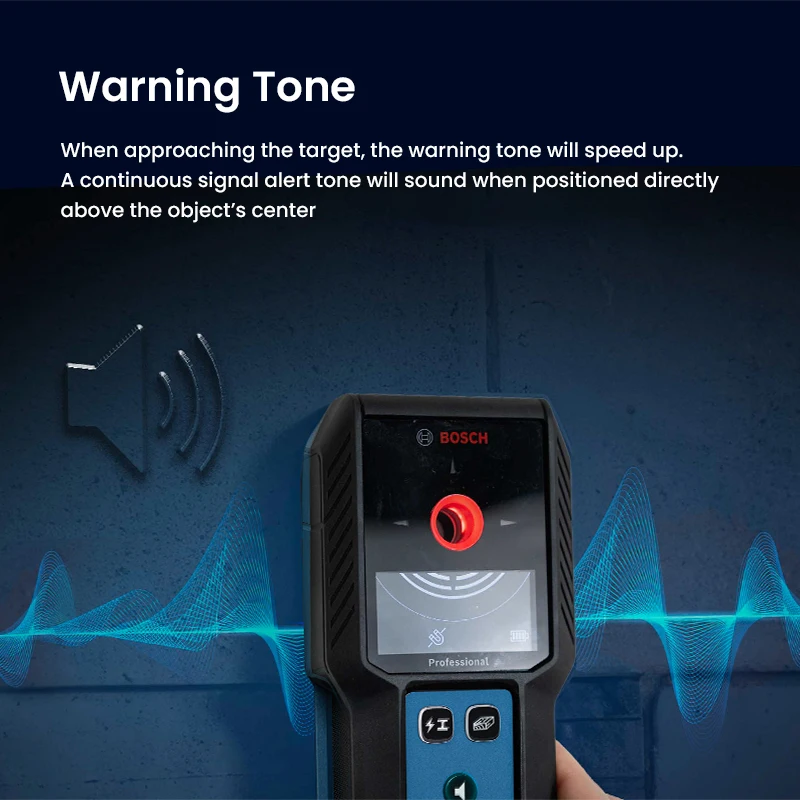 Bosch GMS 120-27 Digital Wall-Scanner LED Indicator Warning Tone Professional Wall Detector Stud Finder for Wood Metal Live Wire