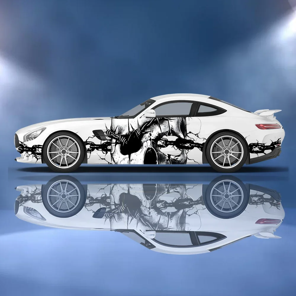 Skull Head Wrapped Snake Pattern Car Side Sticker Vinyl Self-adhesive Paper Motorsport Paint Decal Suitable for Car Truck Suv