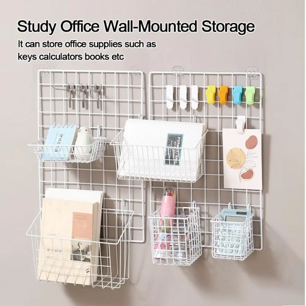 Open Wire Hanging Organizer Basket Hanging Hook Space Saving Grocery rack Large Capacity Strong Load Bearing Grid hanging basket