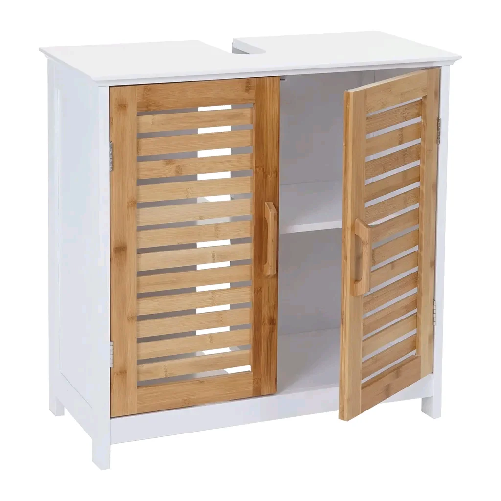 !@Combohome NEW Under Sink Bamboo Bathroom Storage Washbasin Cabinet with Shelf and Bamboo