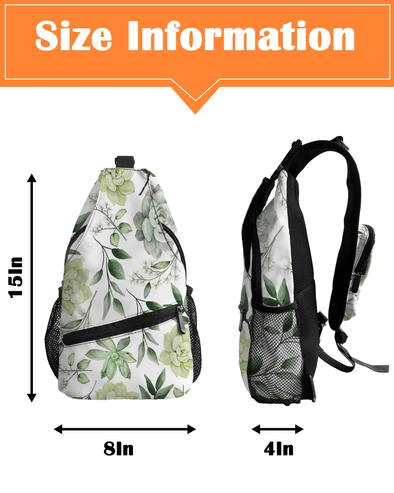 Plantenbladeren Vetplanten Borst Tas Voor Mannen Vrouwen Casual Crossbody Tas Buiten Reizen Klim Waterdichte Sling Bag