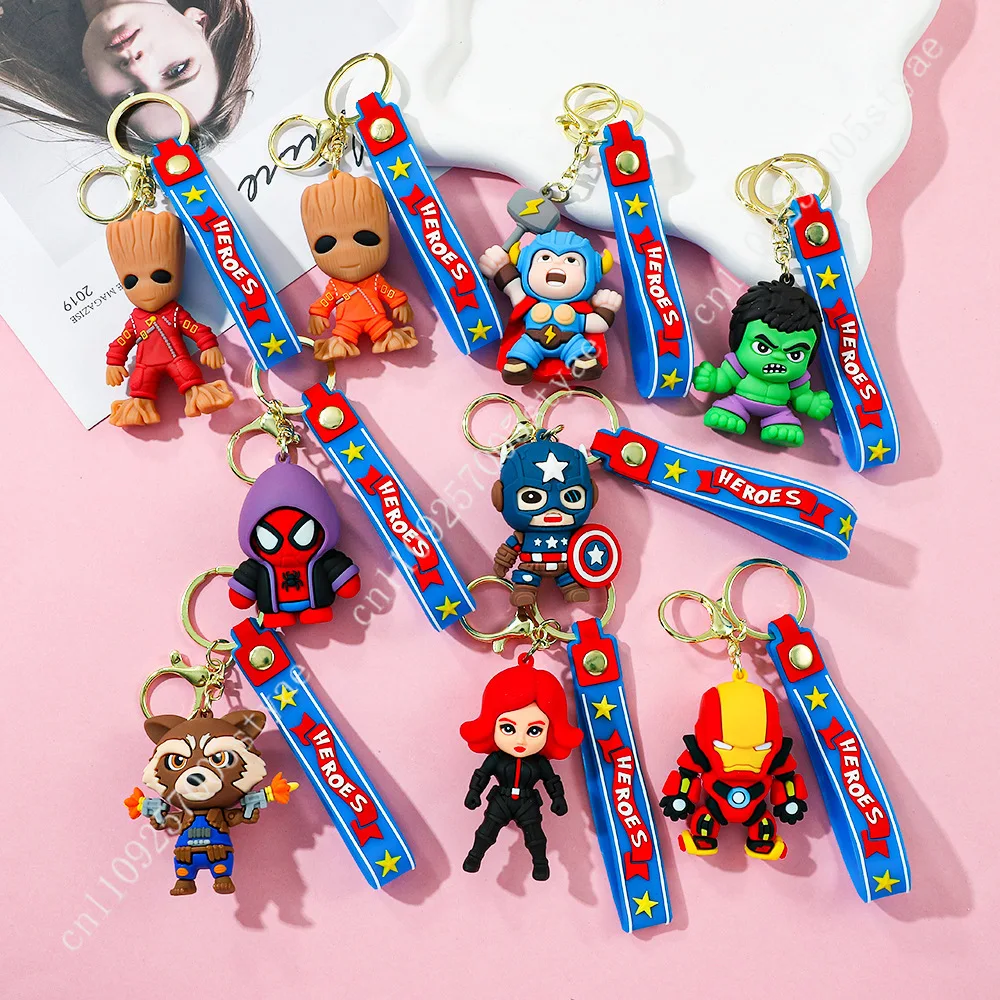 

Marvel Avengers Heroes Silicone Keychain — Cartoon-Style Couple's Edition, Bag Charm & Keyring — Small Gift