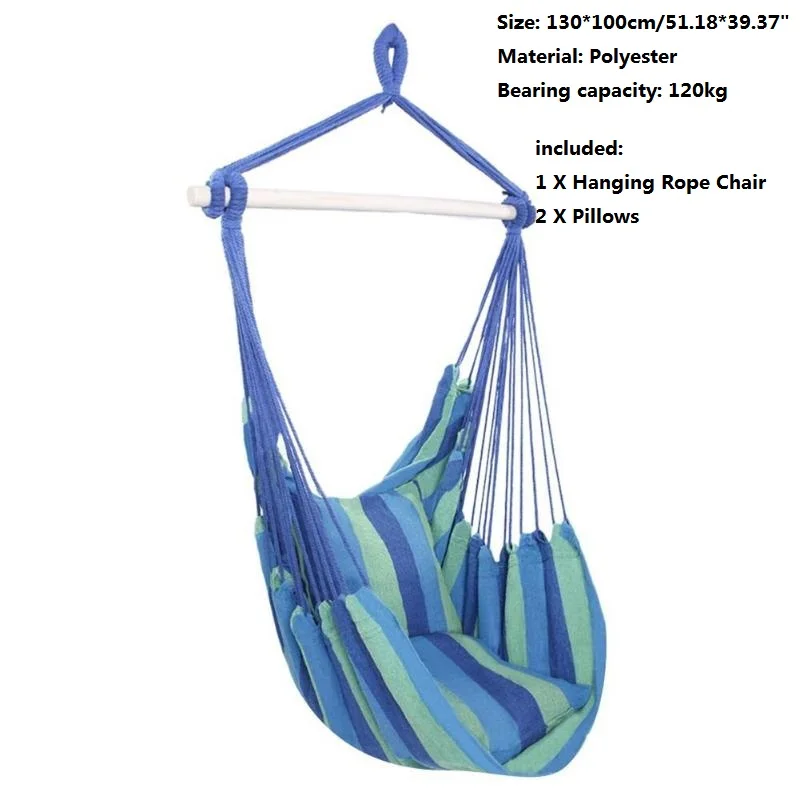 เปลญวนเปลญวนกลางแจ้งสวนกีฬา Home Travel Camping Swing ผ้าใบลายแขวนเตียงเปลญวนสีแดงและสีฟ้า