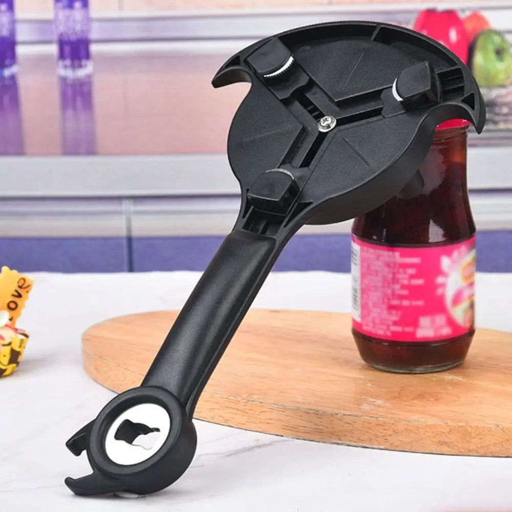

Portable Manual Jar Opener 5 in 1 Labor-Saving Jar Lid Gripper Universal Black Bottle Opener Bar