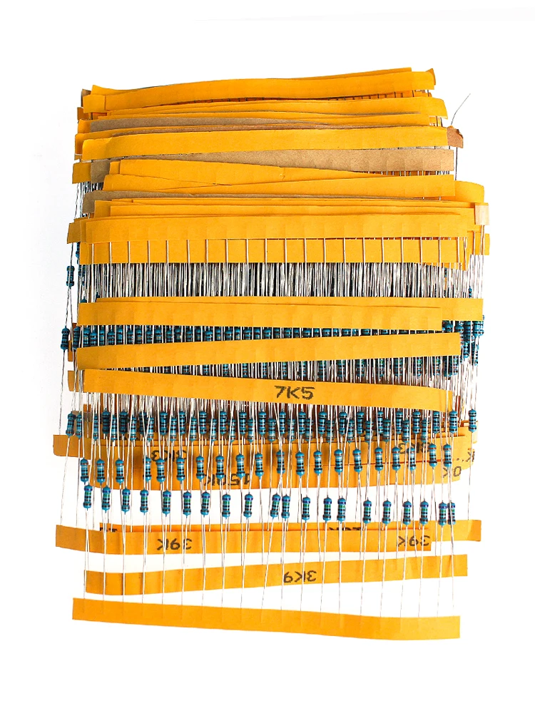 1500PCS 1/4W Resistance 1% Metal Film Resistor Assortment Kit Set 75Values Each 20PCS 1R-10M Ohm Resistance Pack Kit