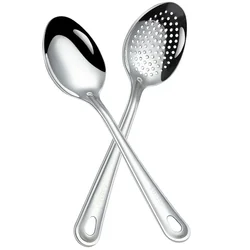2 Pcs Stainless Steel Serving Spoon Household Multifunctional Serving Spoon Slotted Appliance Portable Utensils Daily Dinner