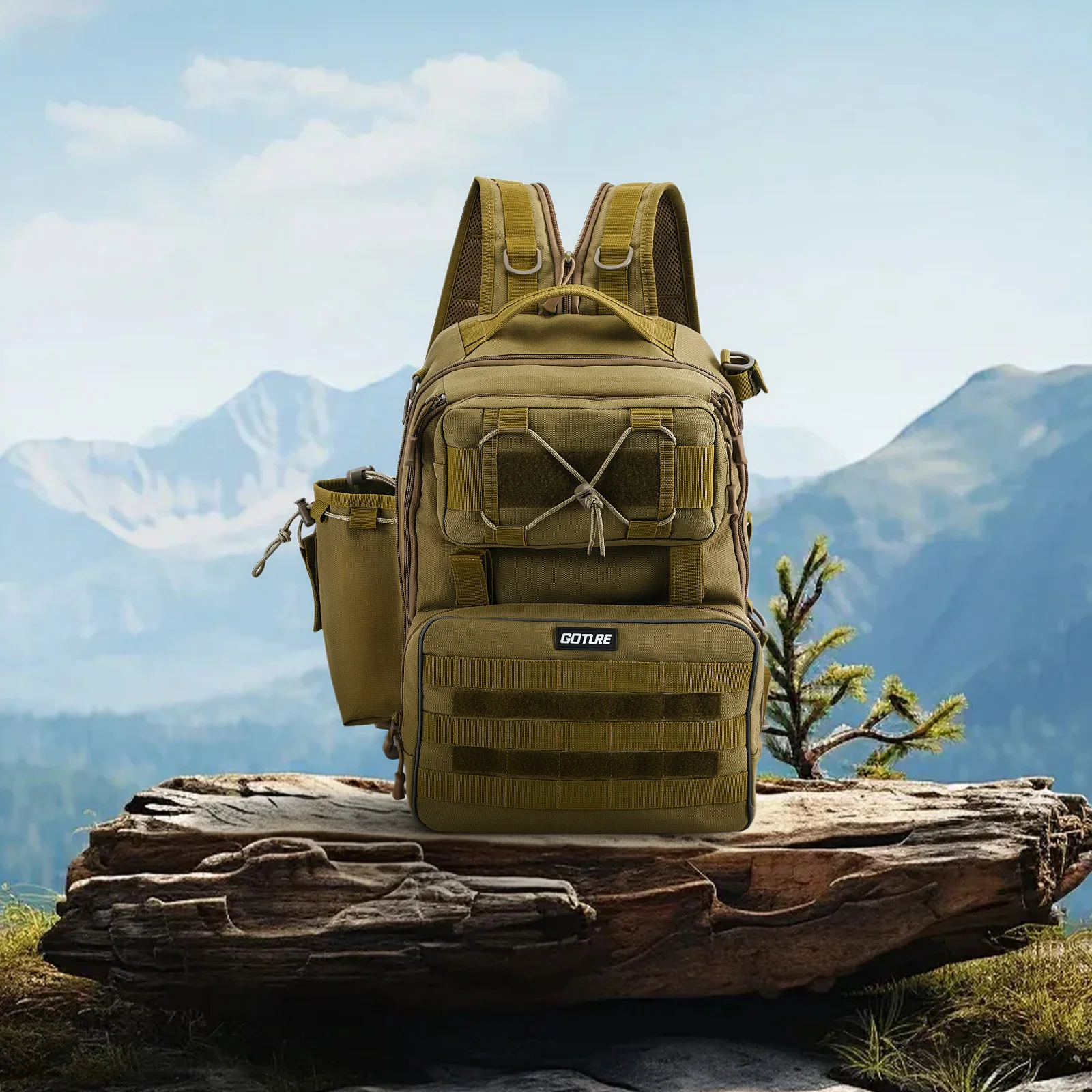 goture-アウトドアフィッシングバックパック大容量防水タックルバッグハイキングキャンプサイクリング多機能釣りタックルバッグ