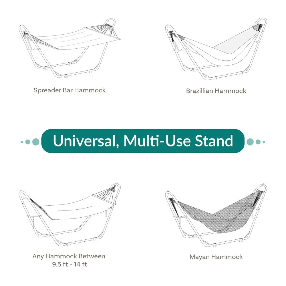 Decor Universal Double Hammock Stand Only 550Pound Capacity HeavyDuty Hammock Stand for Outside Fits 9 to 14 Foot Hammocks Bron