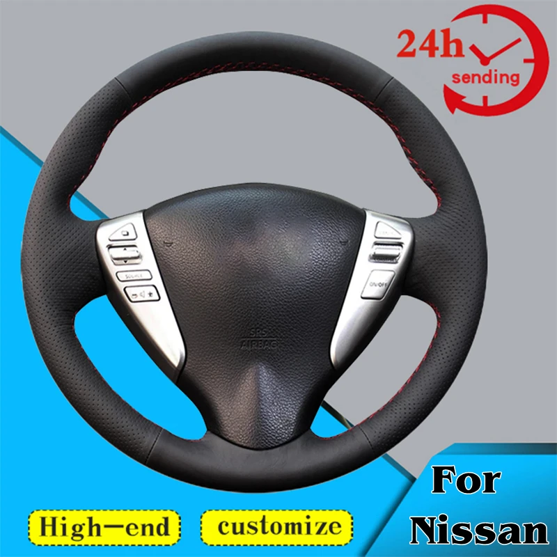 Niestandardowa osłona na kierownicę samochodową antypoślizgowa w 100% pasuje do NISSAN VERSA 2013 2014 2015 Akcesoria samochodowe do wnętrza Owijka na kierownicę